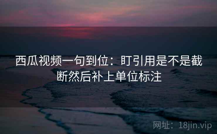 西瓜视频一句到位：盯引用是不是截断然后补上单位标注